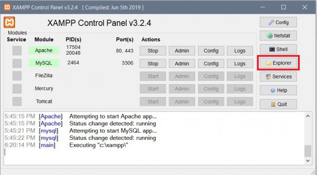 XAMPP Explorer file