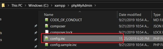phpMyAdmin config.ini