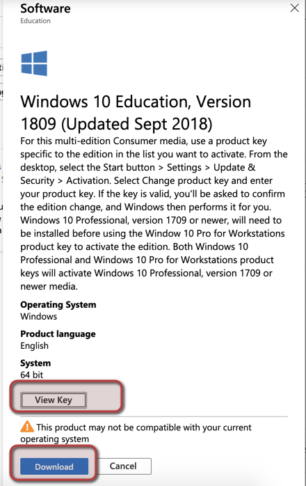 วิธีขอ Product Key Windows 10 กด View Key หรือ Download