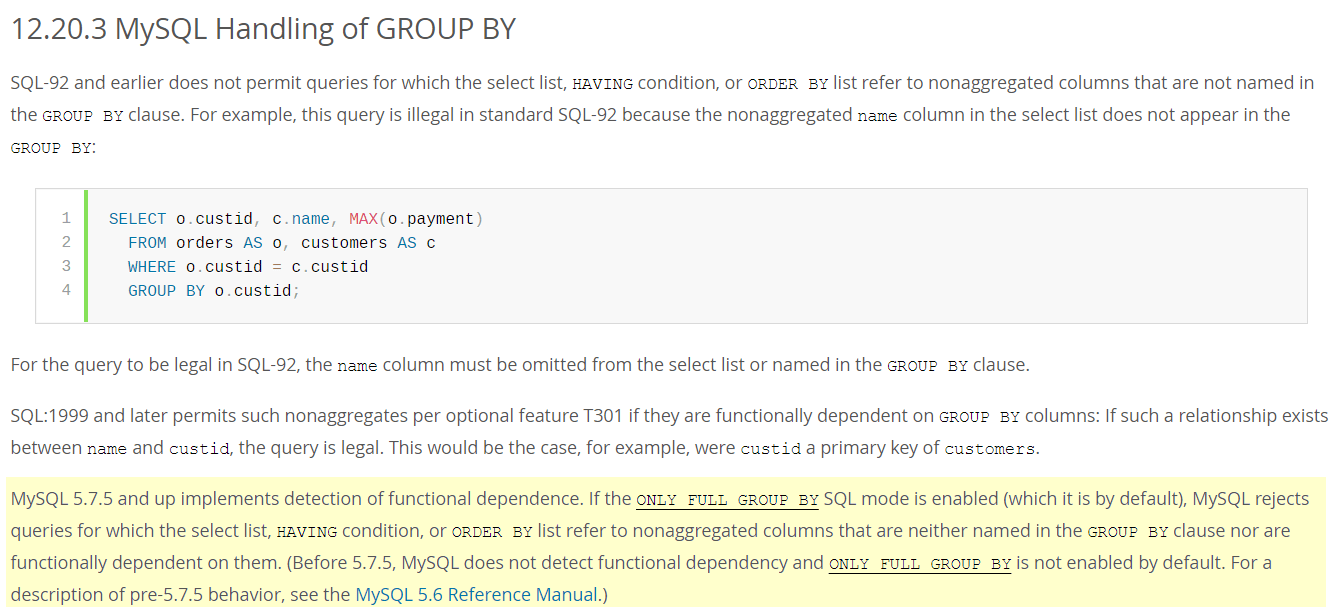 MySQL Handling of GROUP BY