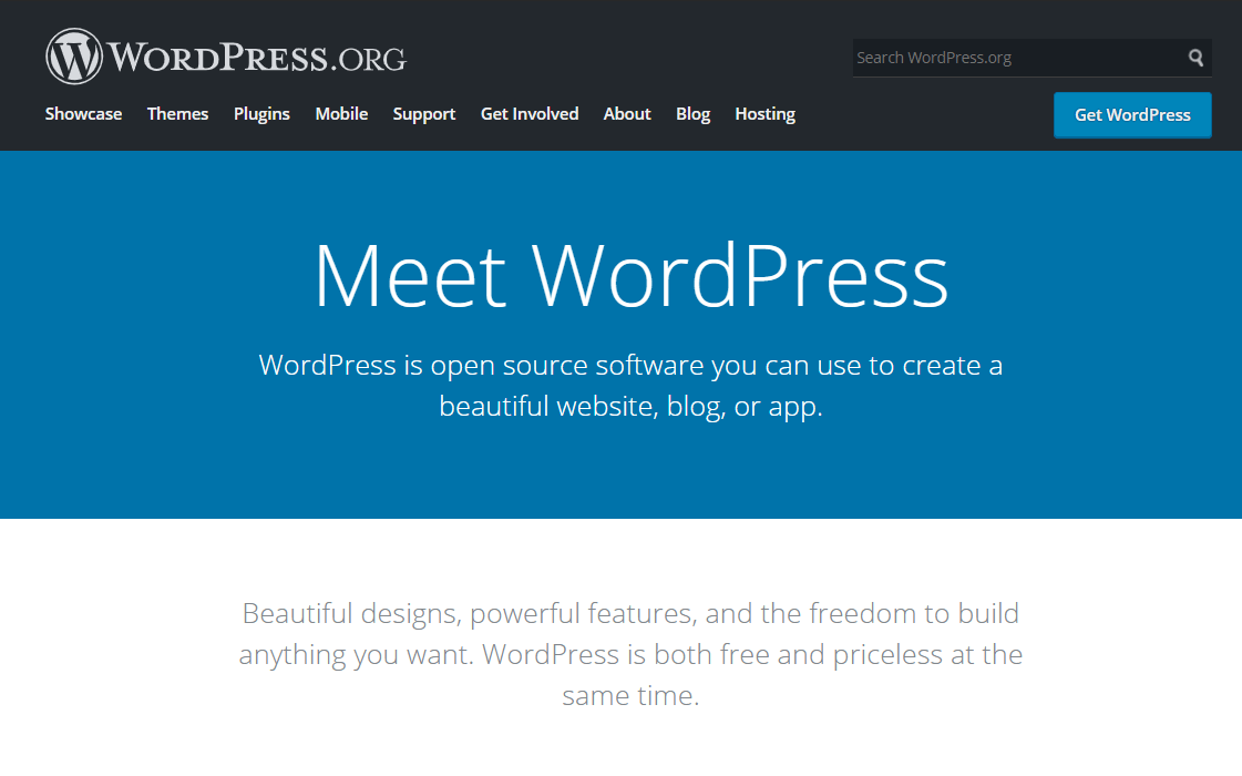 หน้าเว็บไซต์ WordPress.org หน้าเว็บไซต์ WordPress.org