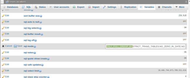 Remove ONLY_FULL_GROUP_BY by phpmyadmin Remove ONLY_FULL_GROUP_BY by phpmyadmin